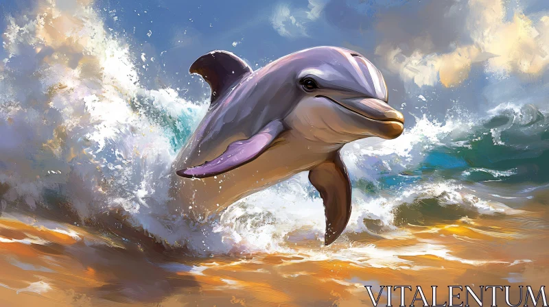 Dolphin Splash Art AI Image