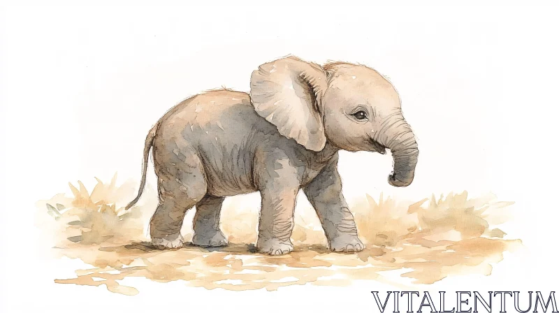 Adorable Baby Elephant Painting AI Image