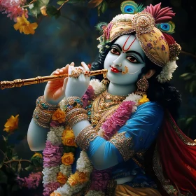 Divine Krishna with Flute