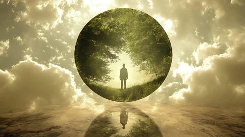 Circular Forest Silhouette Reflection