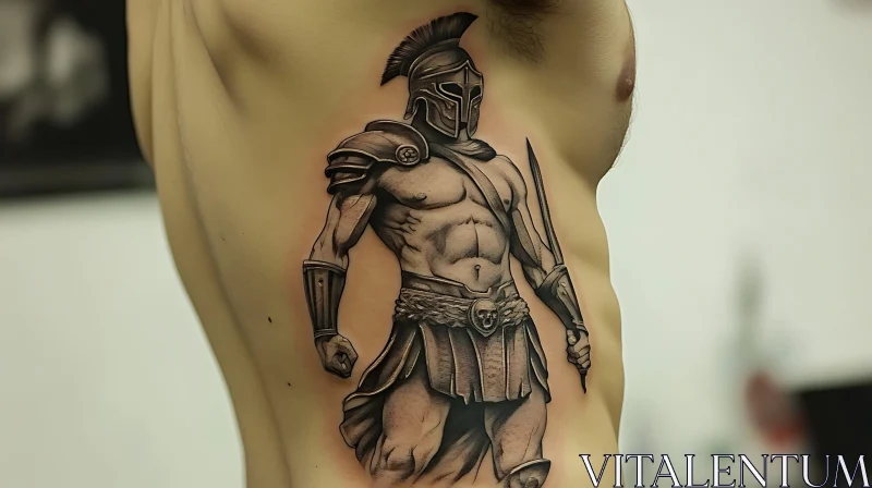 Spartan Warrior Body Art AI Image