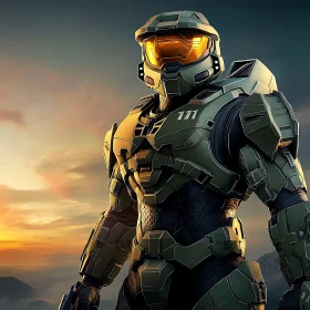 Armored Warrior at Dusk