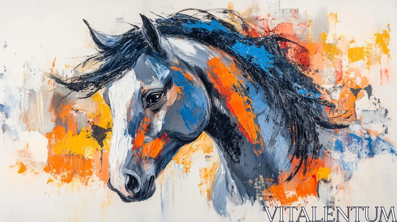 Vivid Horse Portrait in Abstract Art AI Image