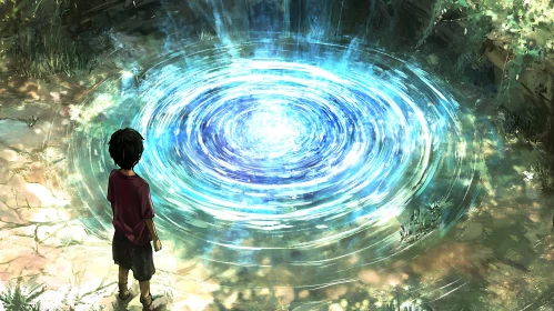 Child Staring into a Magical Pool