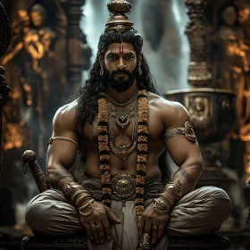 Serene Warrior in Meditative Pose