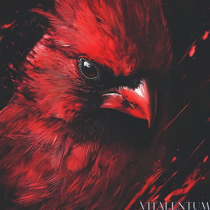 Crimson Cardinal Close-Up AI Image