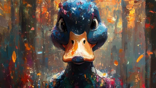 Vivid Duck Art in Abstract Setting