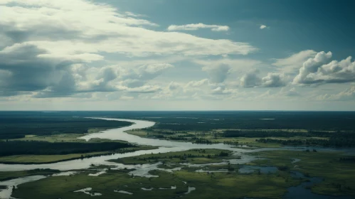 Aerial View of a River - Atmospheric and Moody Landscape
