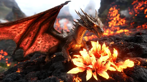 Dragon in Volcanic Bloom