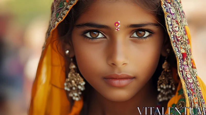 Young Girl in Traditional Indian Dress AI Image