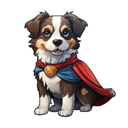 POD Design Cartoon Dog in Superhero Cape - Adorable Animal Illustration