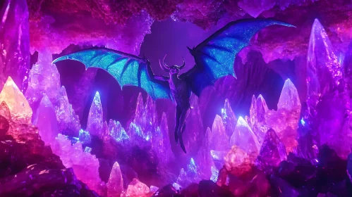 Winged Demon Amidst Crystalline Splendor