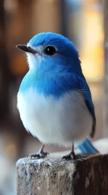 Vivid Blue Bird on Wooden Post