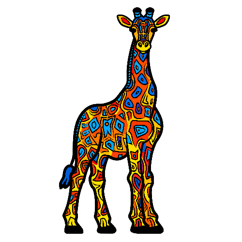 Colorful Cartoon Giraffe T-Shirt and Merchandise Design POD Design