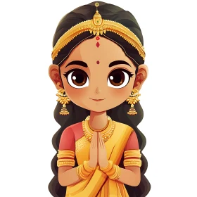 Indian Girl Cartoon Character Illustration