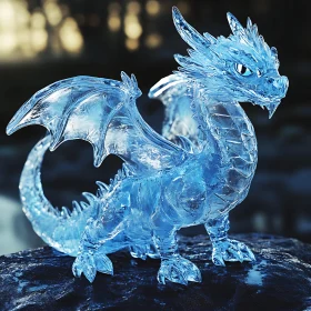 Crystal Dragon Figurine on Stone