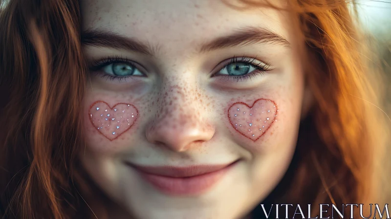 Woman Portrait with Heart Face Art AI Image