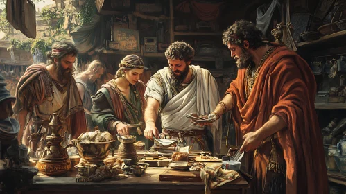 Ancient Roman Feast Scene Painting