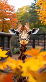 Giraffe Among Autumn Foliage