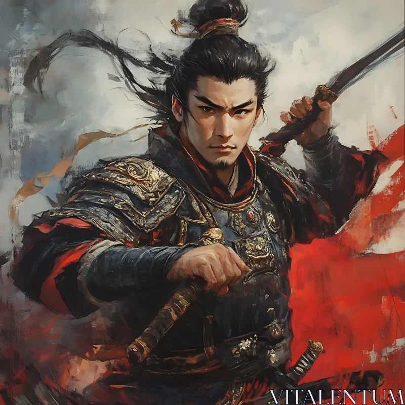 AI ART Portrait of a Courageous Asian Warrior