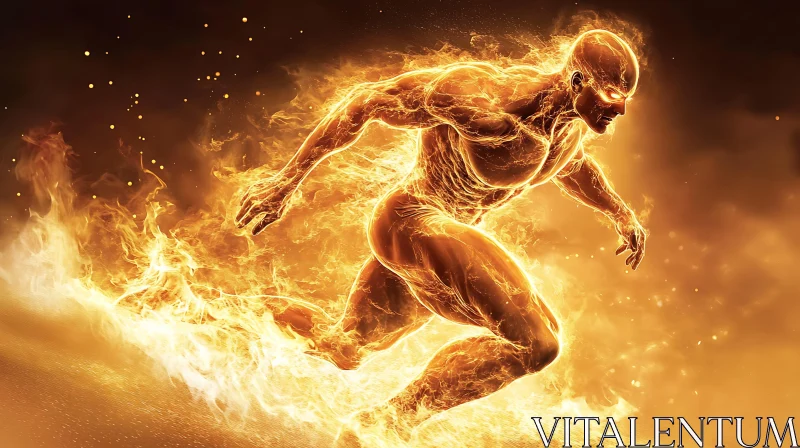 Fiery Superhero in Motion AI Image