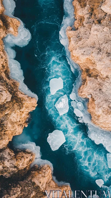 AI ART Breathtaking Aerial Landscape of Ice and Rock