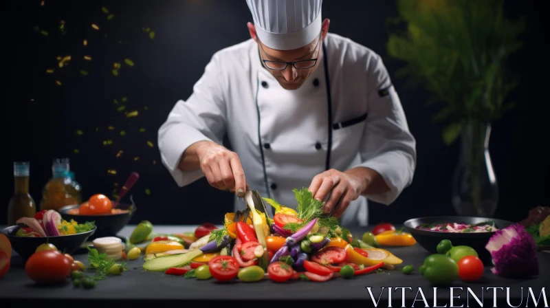 Fresh and Healthy Vegetable Preparation by a Skilled Chef AI Image