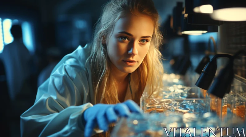 AI ART Mysterious Beauty in a Laboratory: Captivating Portrait of a Young Woman