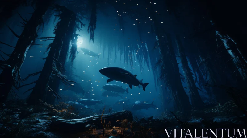 Night Swim: A Fish in Unreal Engine Landscape AI Image