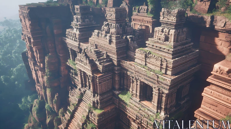 Temple on the Cliff AI Image