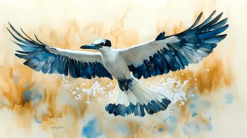 Blue-Feathered Bird Art