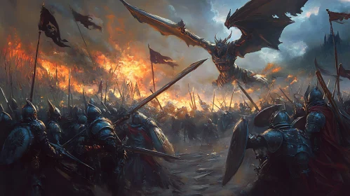 Epic Dragon Battle Over the Army