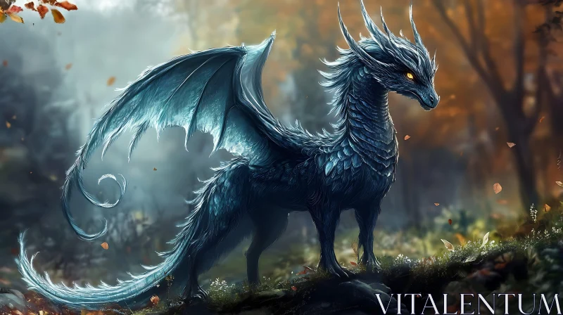 AI ART Fantasy Dragon in the Woods