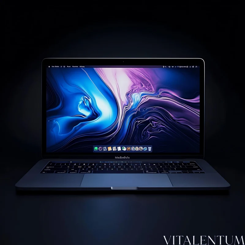 Abstract Wallpaper on Sleek Modern Laptop AI Image