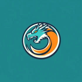 Stylized Dragon Logo with Encircled Design