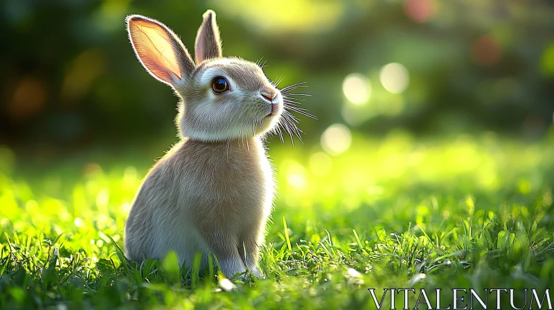 Charming Rabbit in Bright Nature AI Image