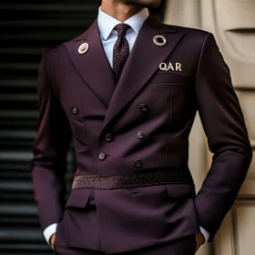 Sophisticated Plum Suit with Glossy Buttons