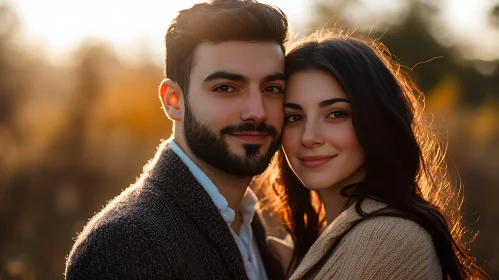 Affectionate Couple in Sunset Light