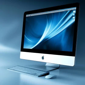 Sleek Desktop Setup with Blue Themed Screen