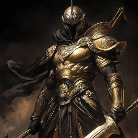 Mystic Swordsman in Gold Armor