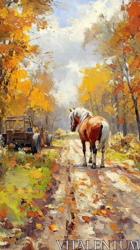 AI ART Majestic Horse in Autumn Forest