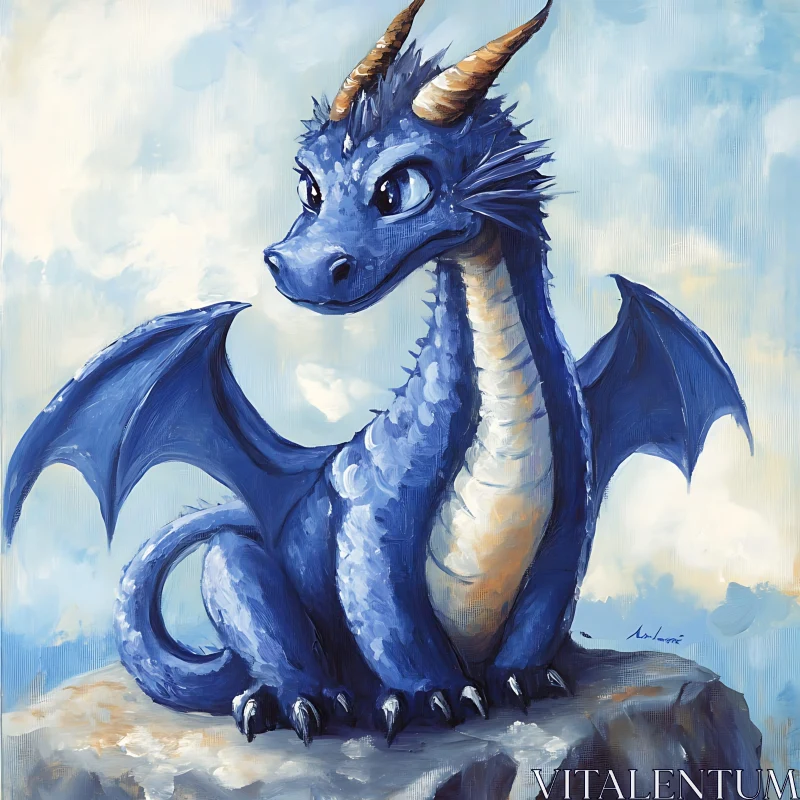 AI ART Whimsical Dragon Art on Cloudy Sky