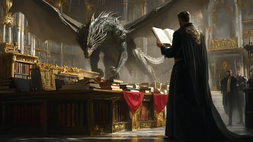 Scholar and Dragon in Library