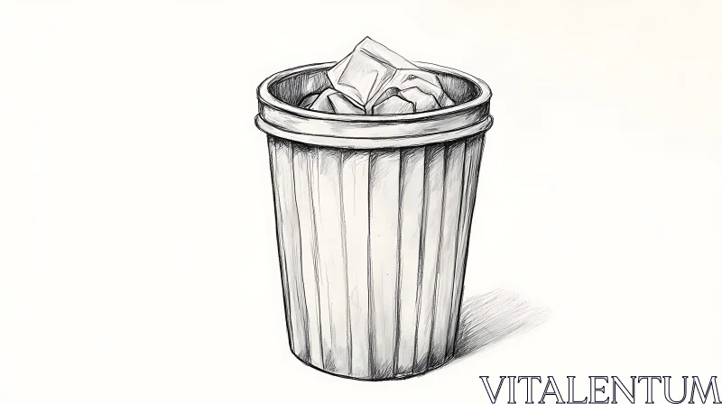 Monochrome Trash Can Art AI Image