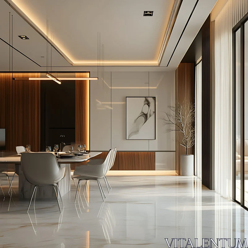 AI ART Contemporary Dining Room with High-End Interior Design