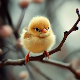 Tiny Bird Perched on Branch