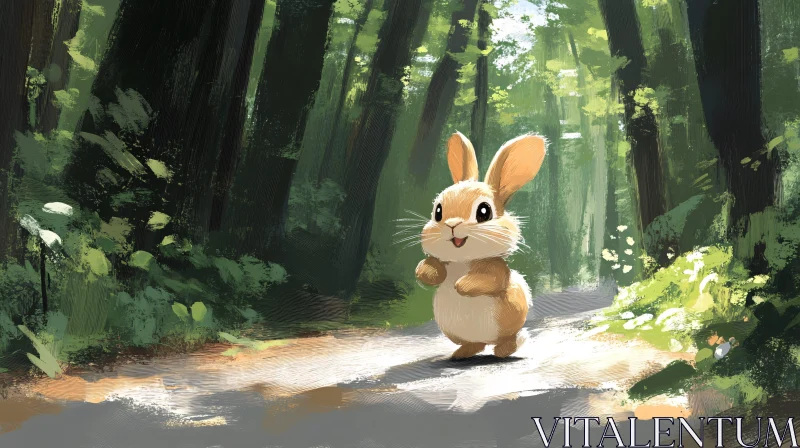 Charming Bunny in Forest Glade AI Image