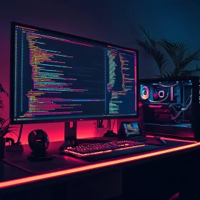 High-Tech Coding Environment with Neon Aesthetics