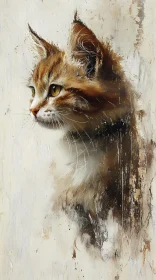 Detailed Cat Painting with Textured Canvas