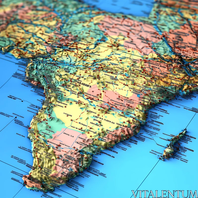 Geographic India and Asia Topography AI Image